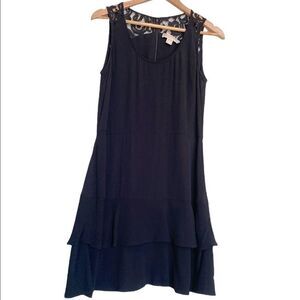 Michael Kors Sleeveless Black Ruffle Lace Dress 8